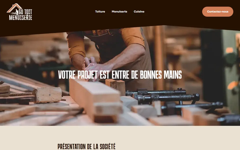 Capture d’écran du site Go’Toit Menuiserie